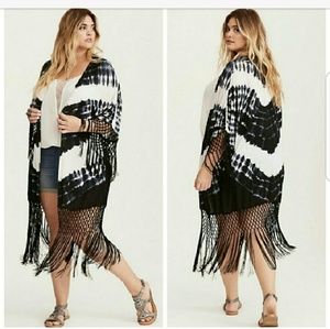 Torrid 5x duster cardigan fringe tie dyed  Plus